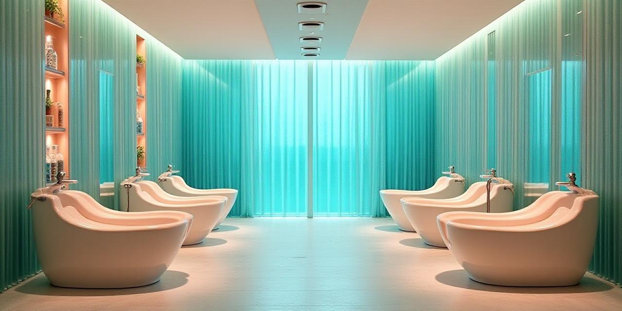 Ambiente relajante del salón con tonos marinos