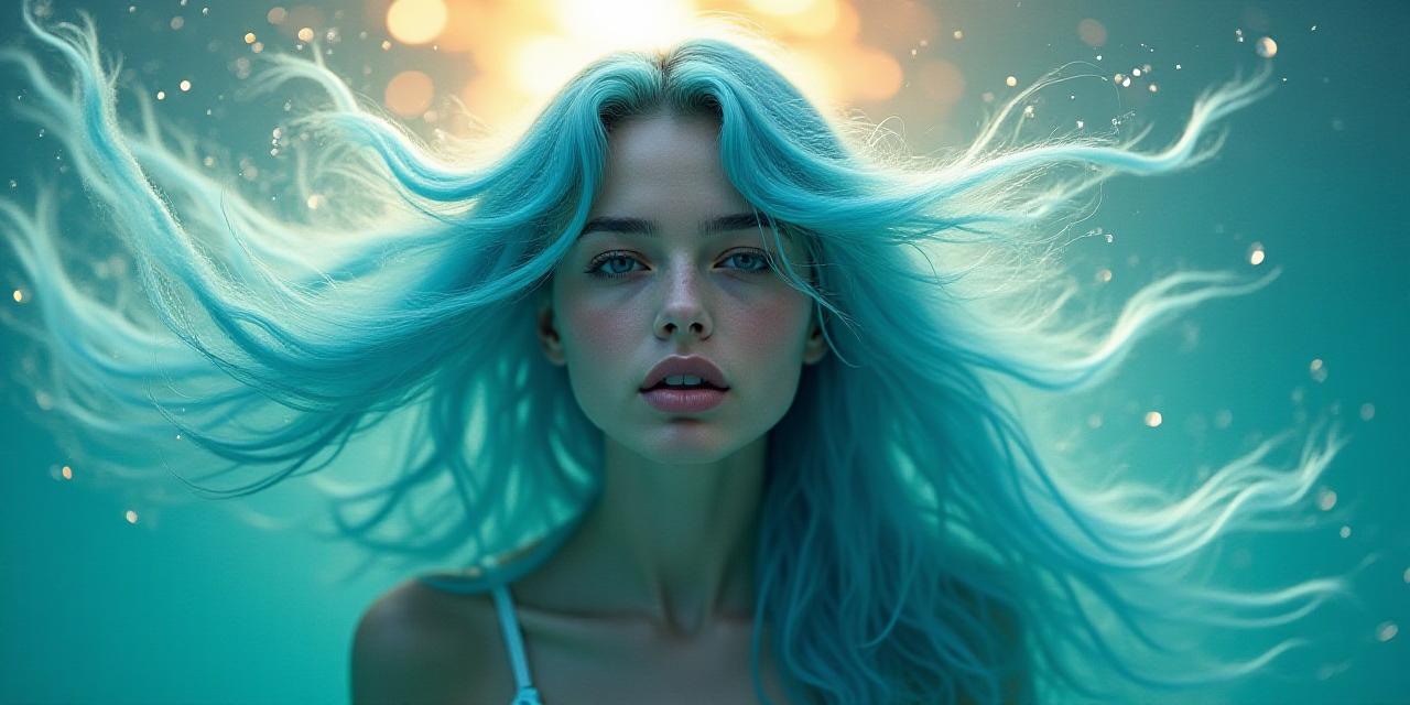 Modelo con cabello fluido ondulado estilo sirena