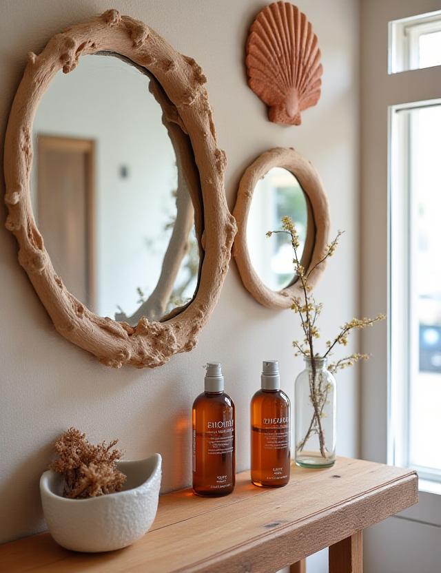 Detalle de la decoración orgánica y marina en el salón de Madrid